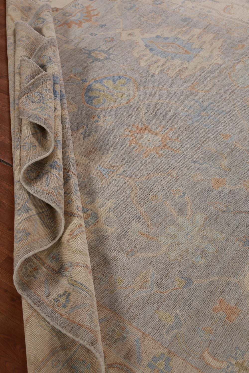 Vegetable Dye Gray Oushak Turkish Area Rug 9x12