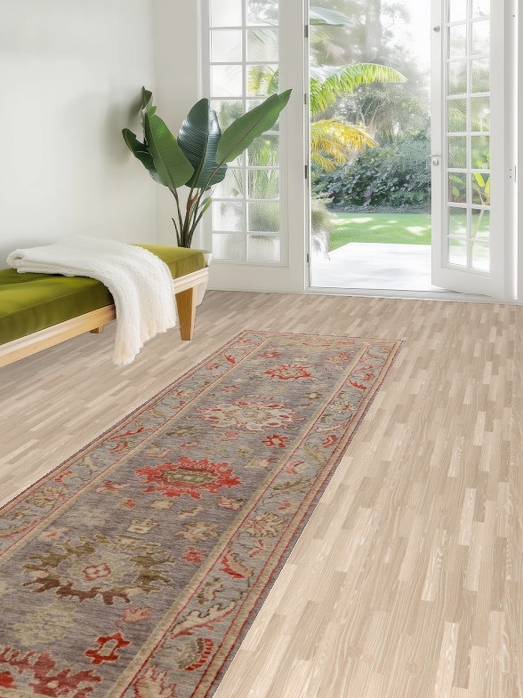 Vegetable Dye Wool Oushak Turkish Runner Rug 3x10