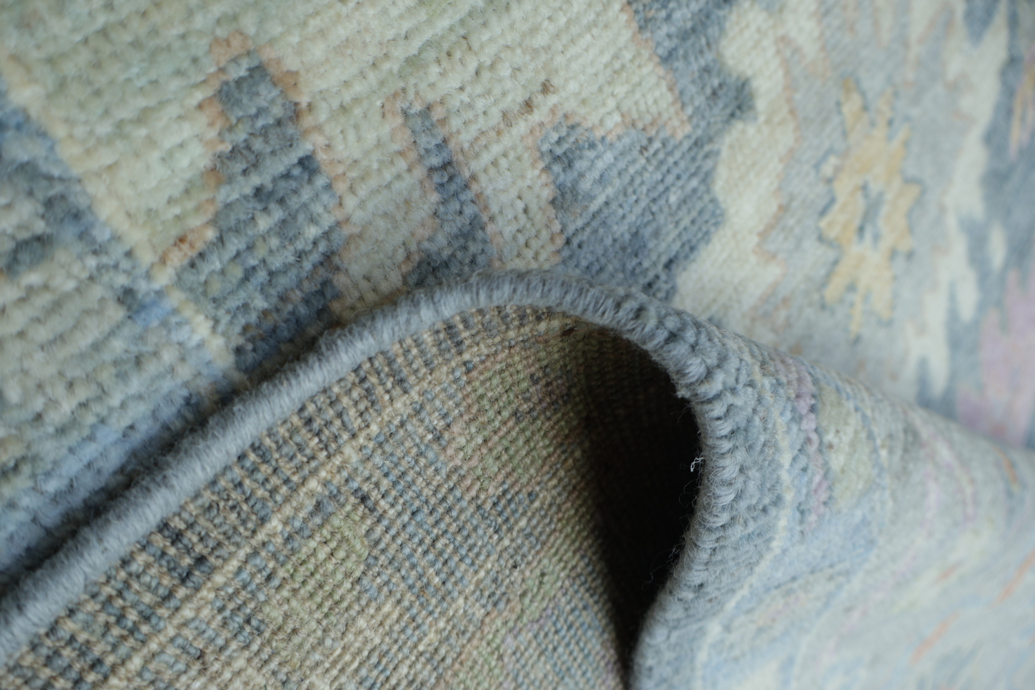Vegetable Dye Gray Oushak Turkish Area Rug 9x12