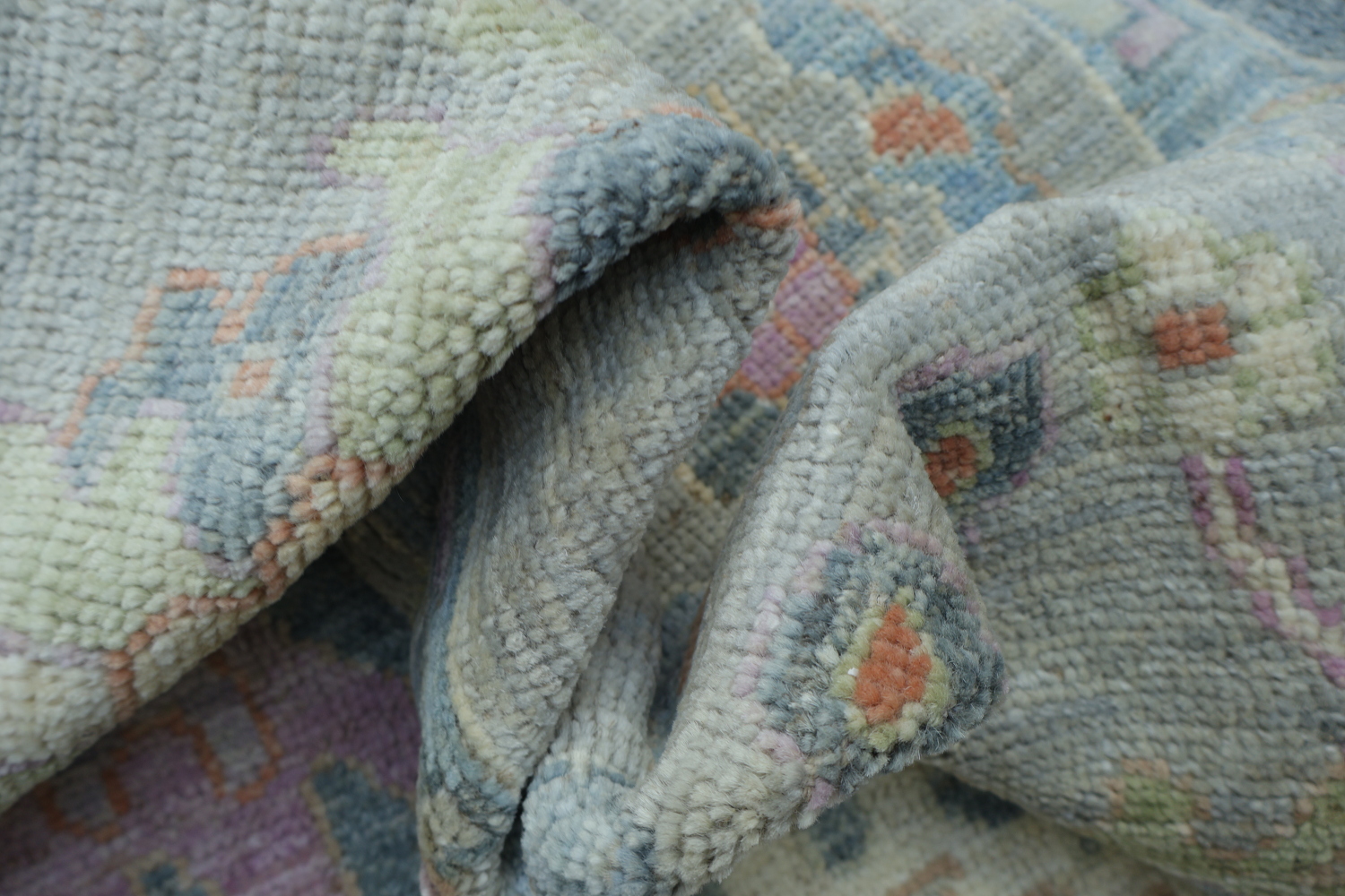 Vegetable Dye Gray Oushak Turkish Area Rug 9x12