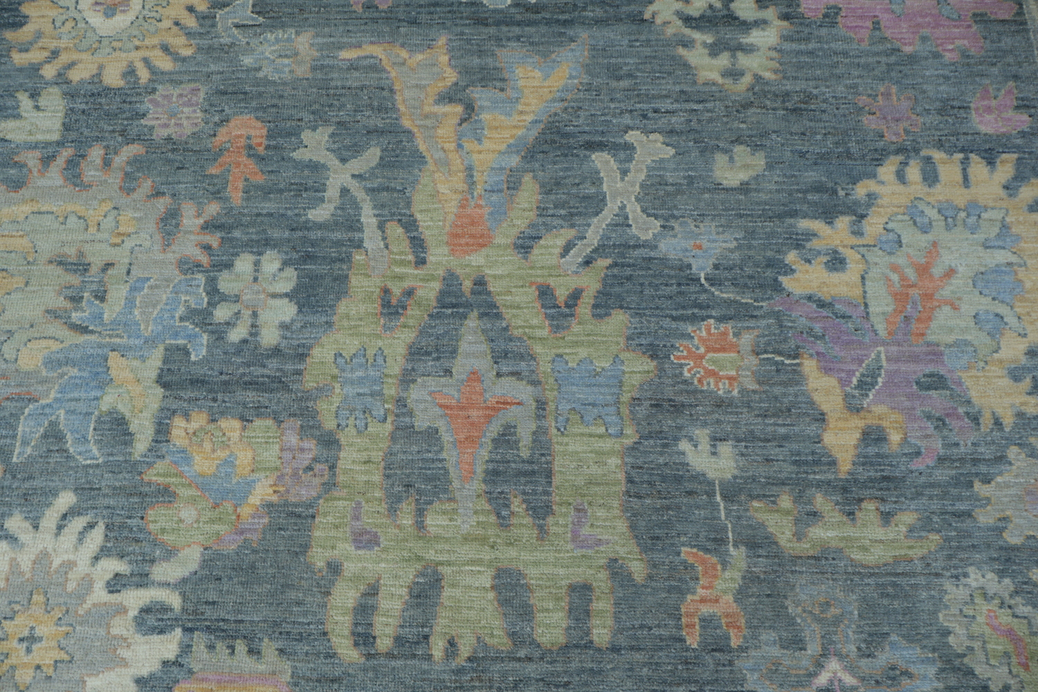Vegetable Dye Gray Oushak Turkish Area Rug 9x12