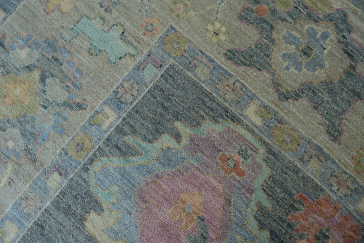 Vegetable Dye Gray Oushak Turkish Area Rug 9x12