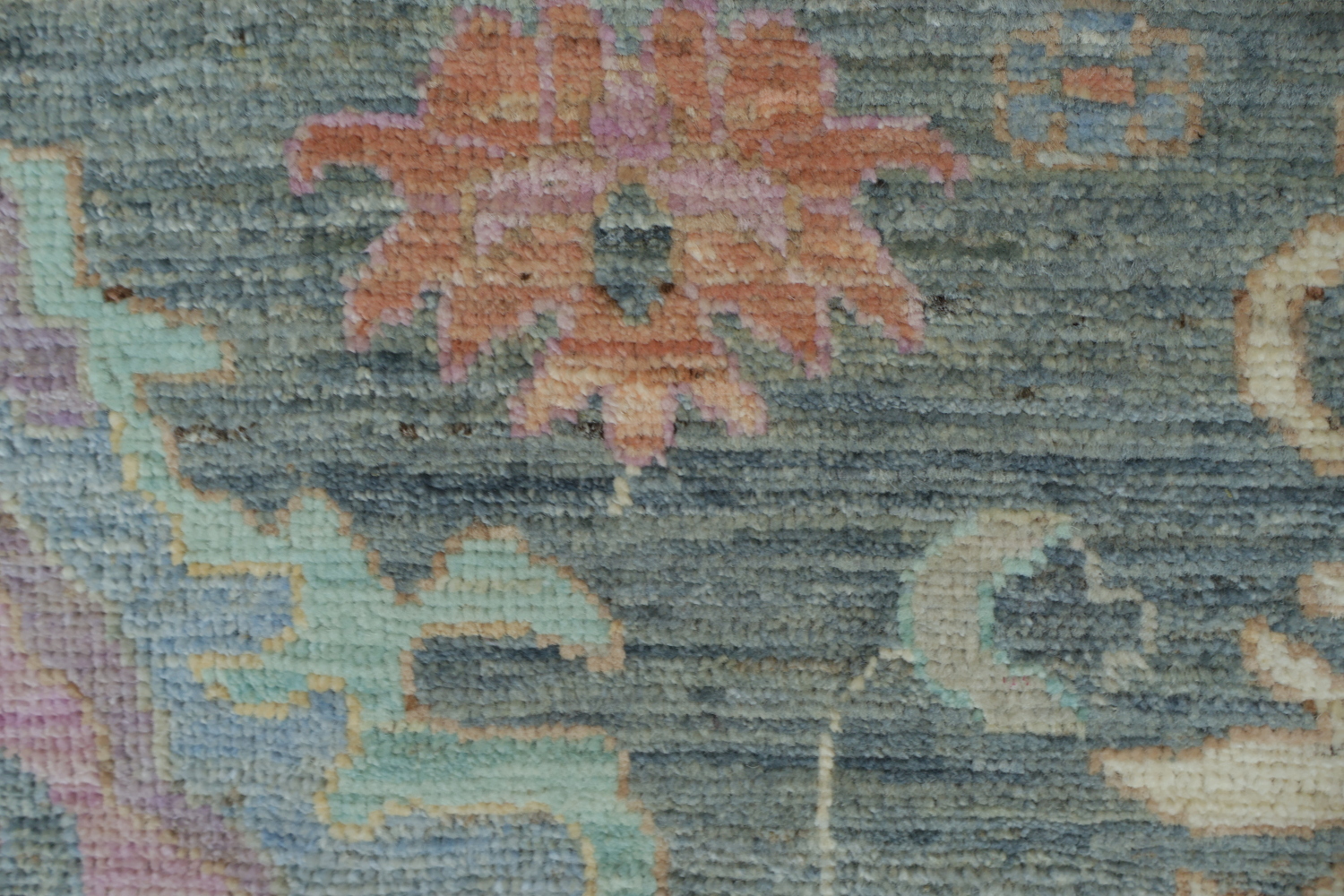 Vegetable Dye Gray Oushak Turkish Area Rug 9x12