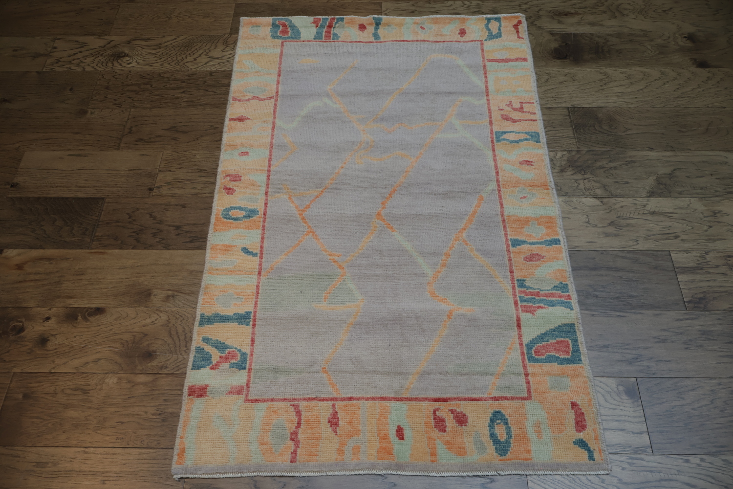 Pastel Lilac Oushak Vegetable Dye Wool Rug 3x5