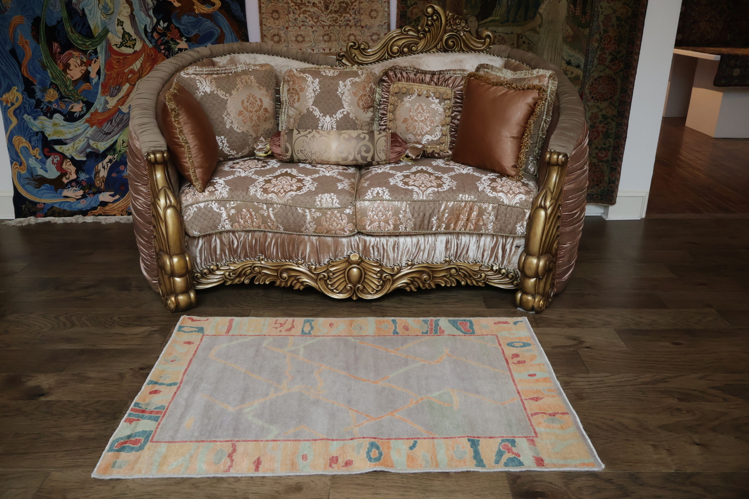 Pastel Lilac Oushak Vegetable Dye Wool Rug 3x5