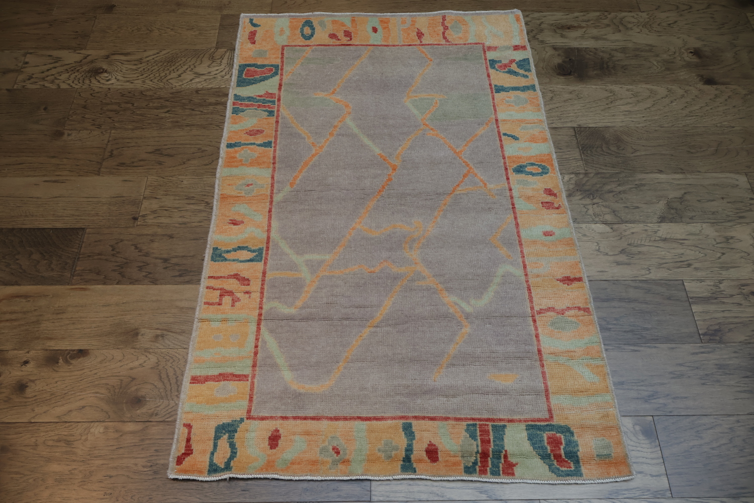 Pastel Lilac Oushak Vegetable Dye Wool Rug 3x5