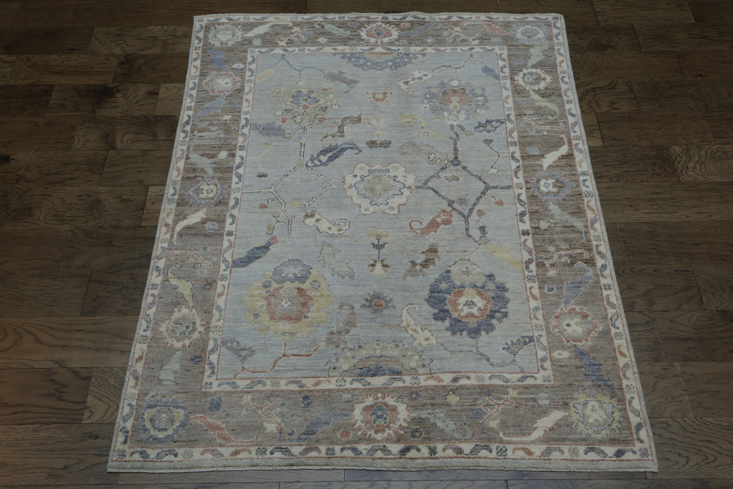 Vegetable Dye Wool Oushak Turkish Rug 5x6