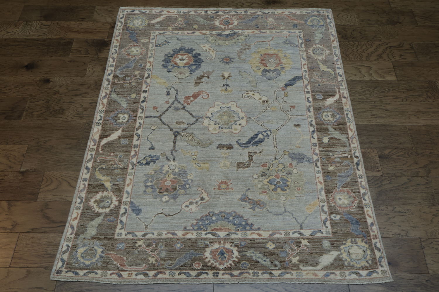 Vegetable Dye Wool Oushak Turkish Rug 5x6