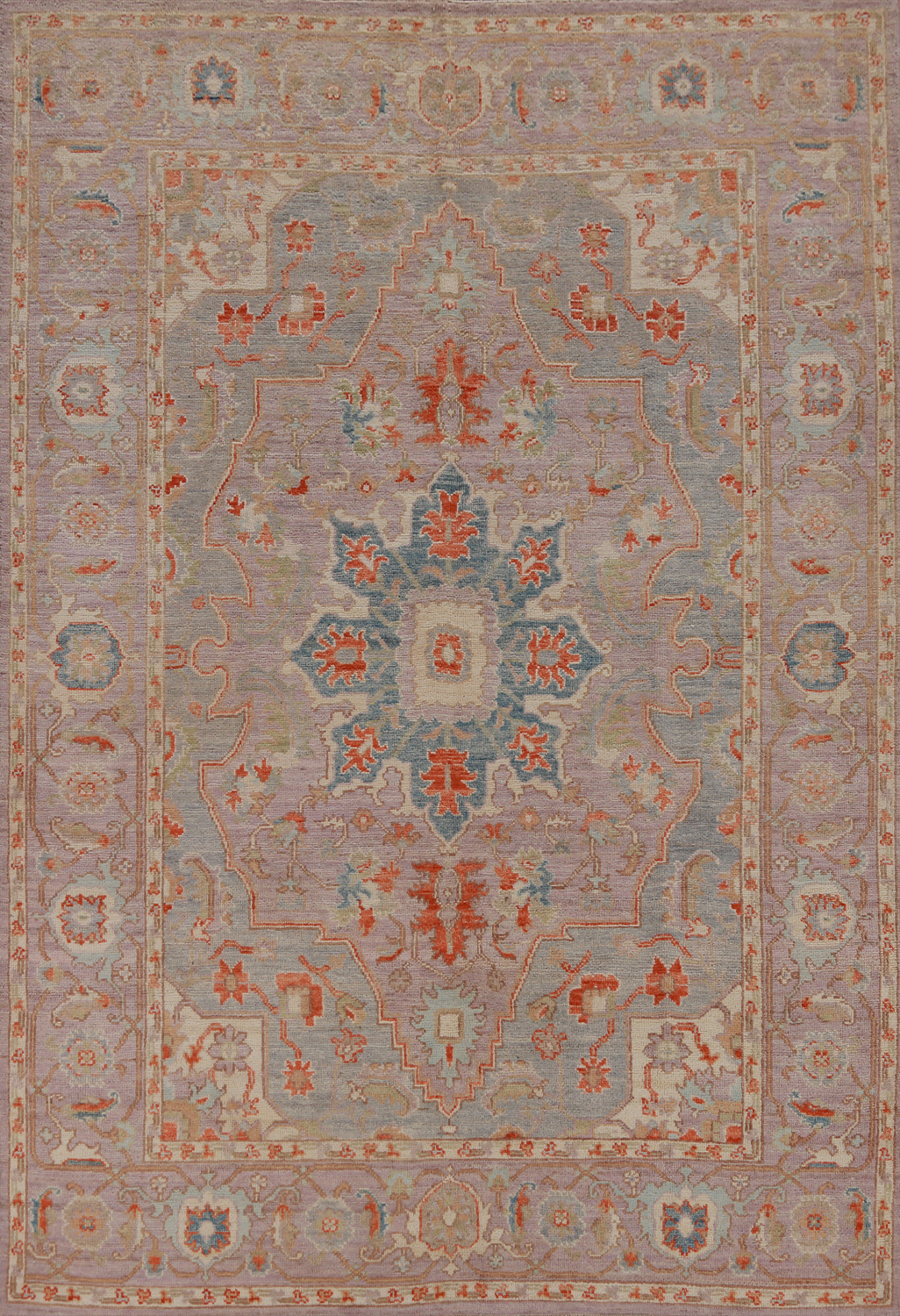 Vegetable Dye Light Purple Oushak Turkish Area Rug 6x9
