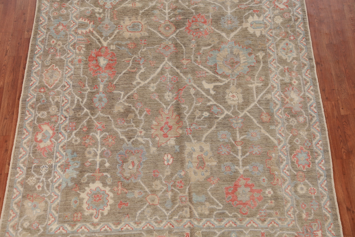Vegetable Dye Floral Oushak Turkish Area Rug 6x9