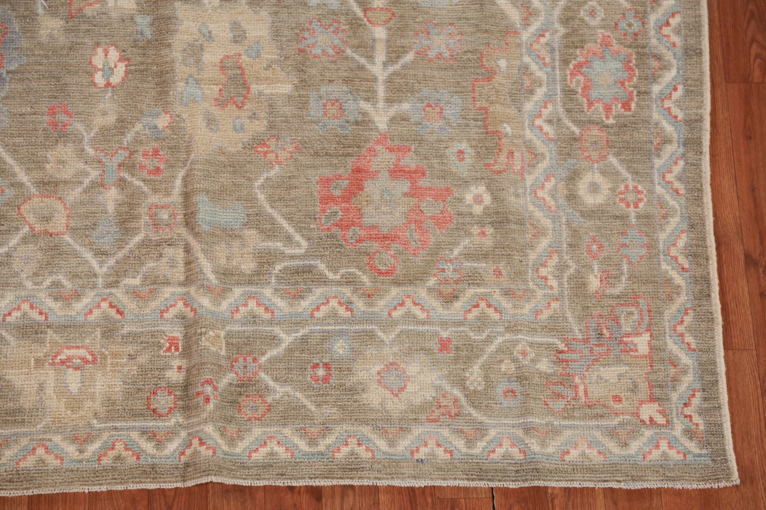 Vegetable Dye Floral Oushak Turkish Area Rug 6x9
