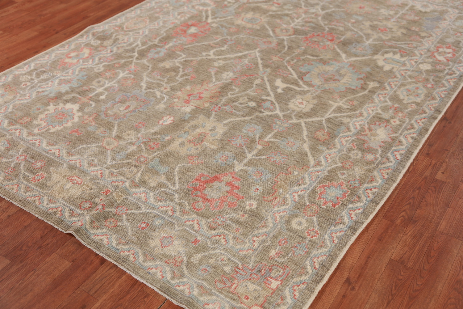 Vegetable Dye Floral Oushak Turkish Area Rug 6x9
