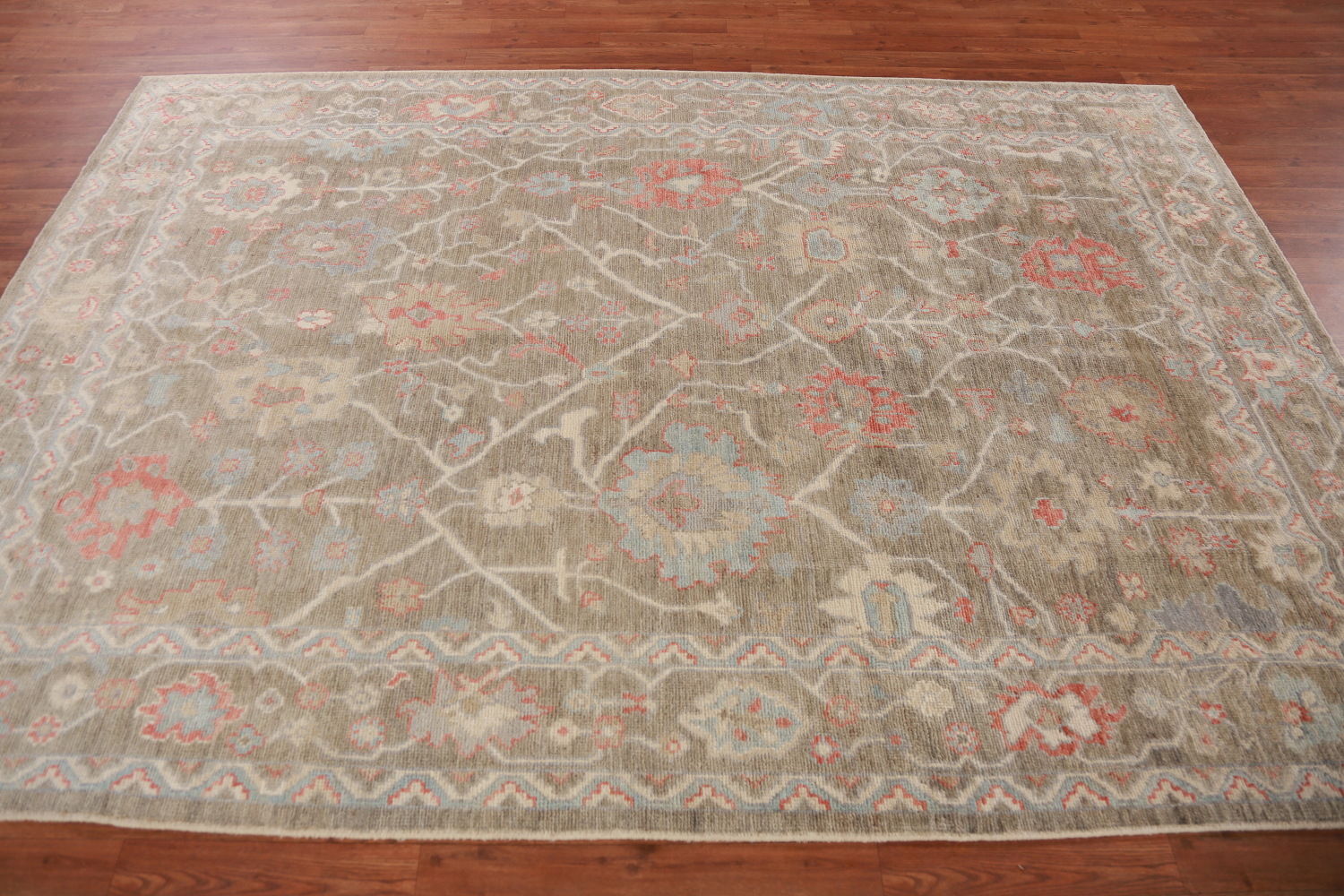 Vegetable Dye Floral Oushak Turkish Area Rug 6x9