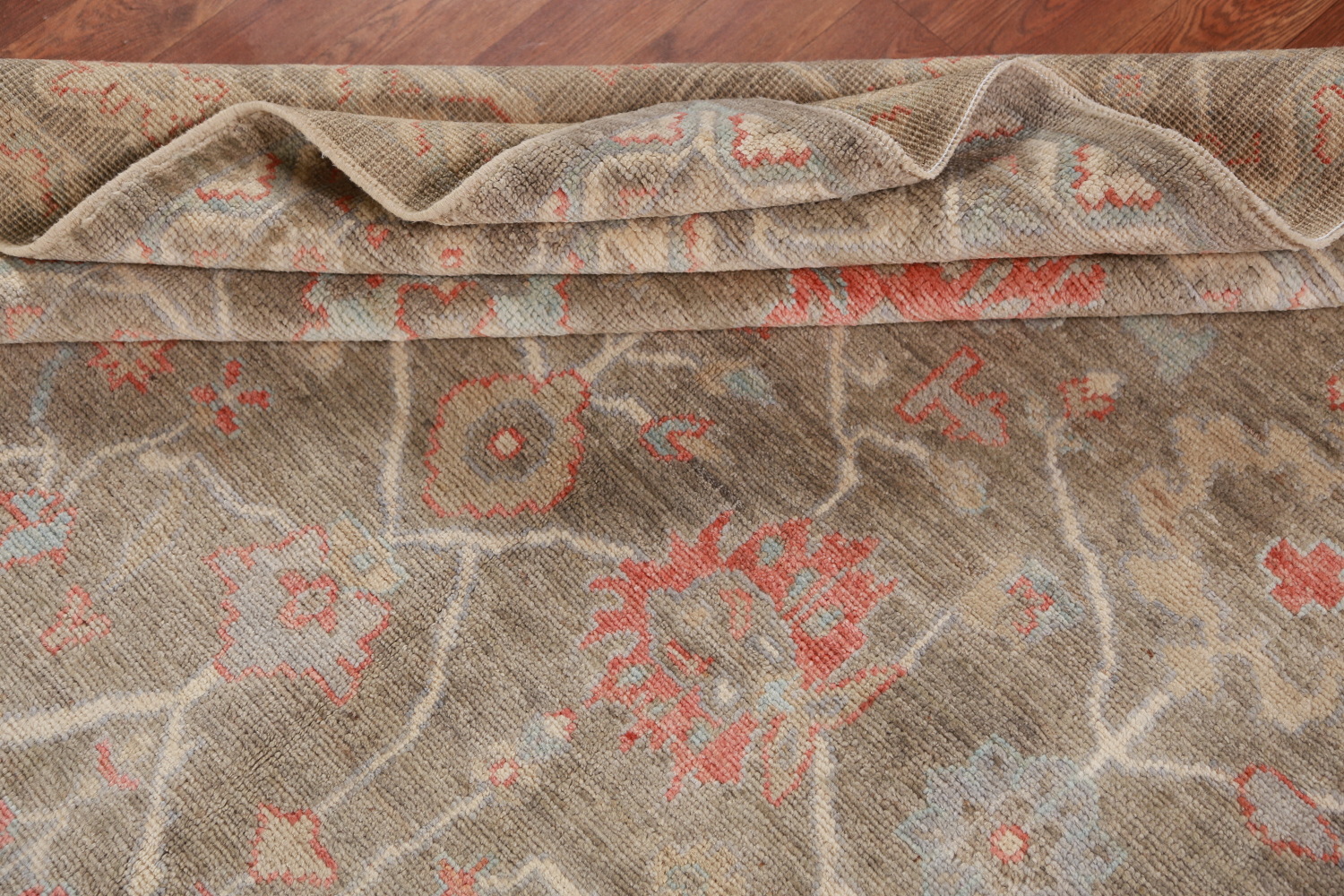 Vegetable Dye Floral Oushak Turkish Area Rug 6x9