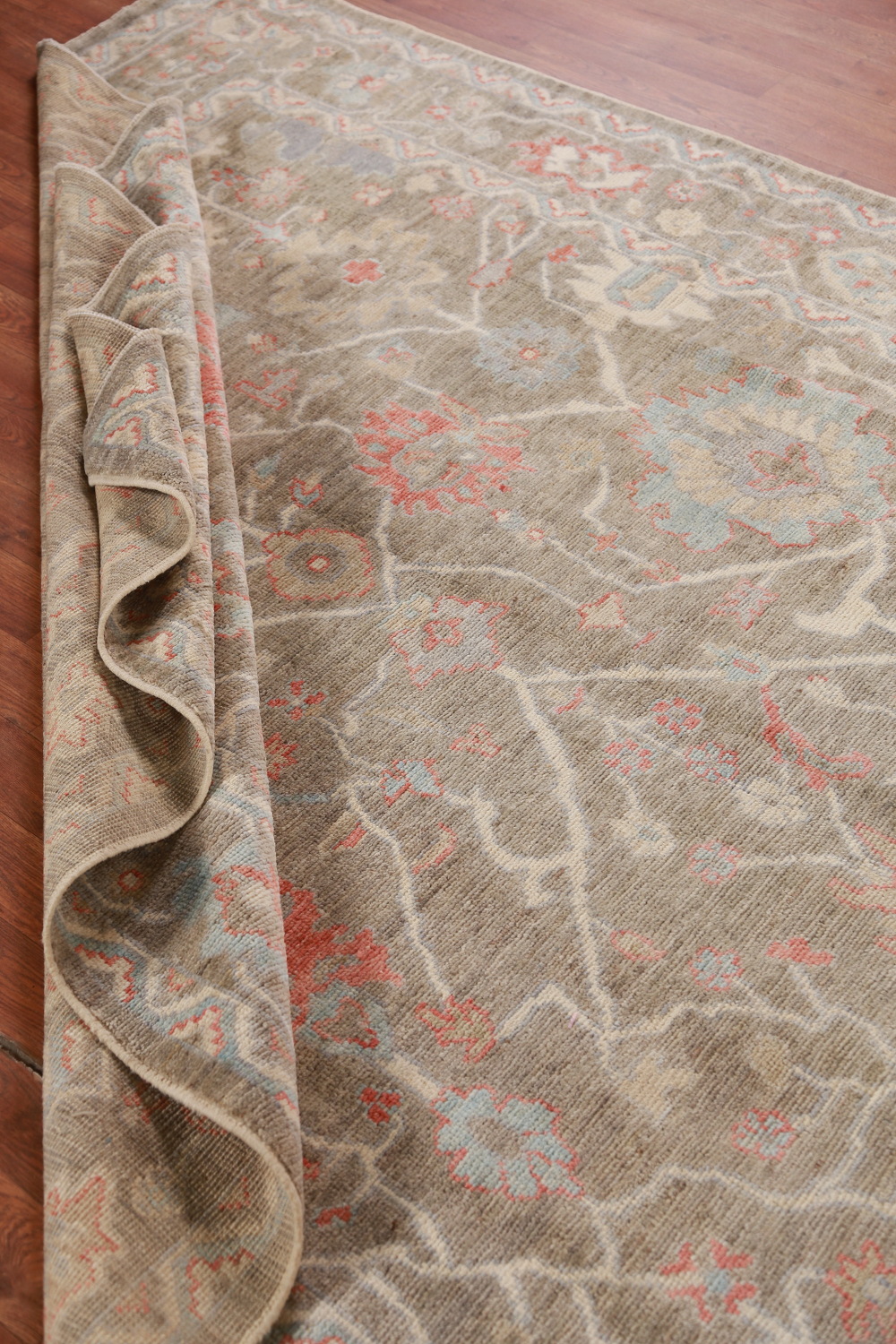 Vegetable Dye Floral Oushak Turkish Area Rug 6x9