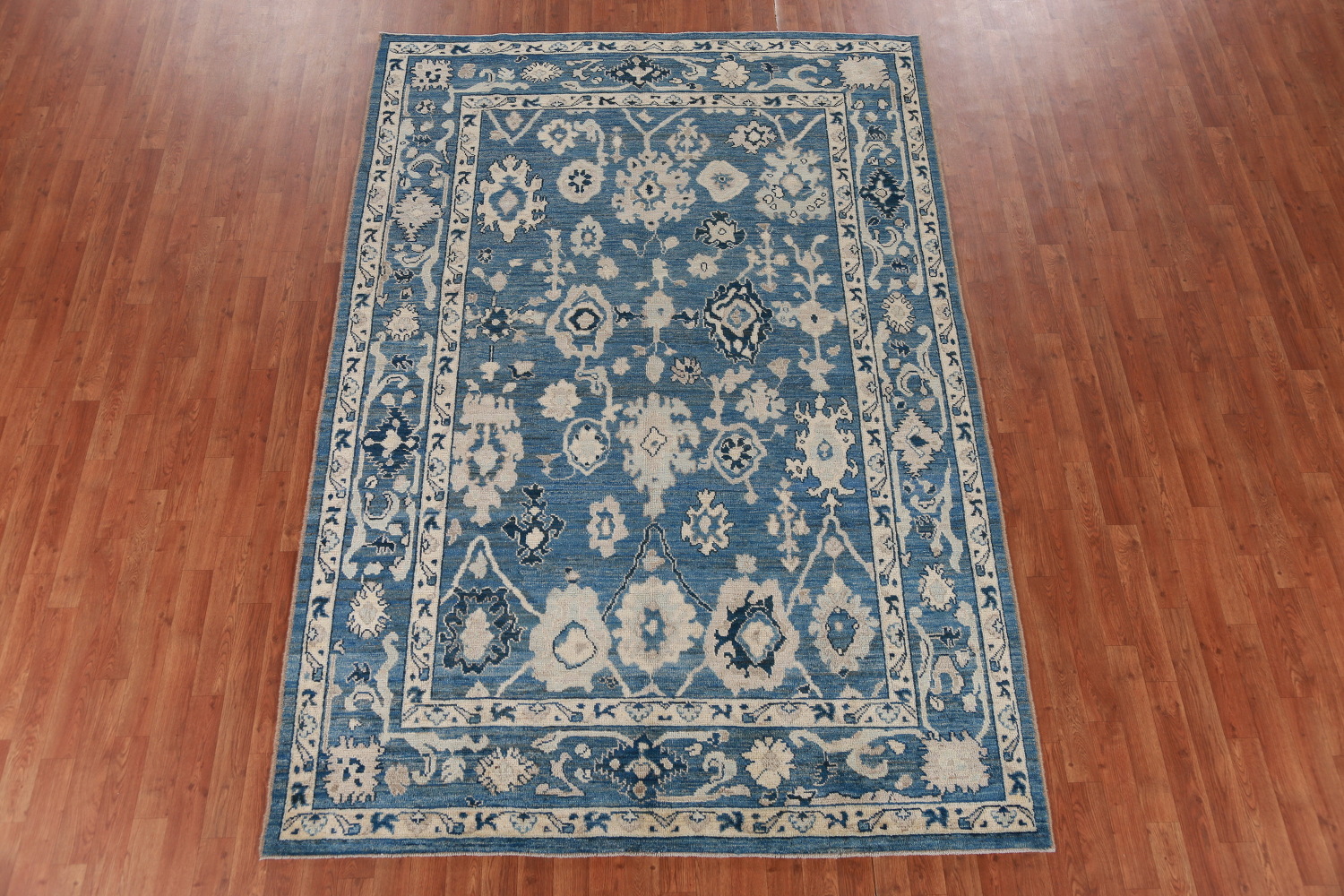 Handmade Blue Oushak Vegetable Dye Area Rug 6x9