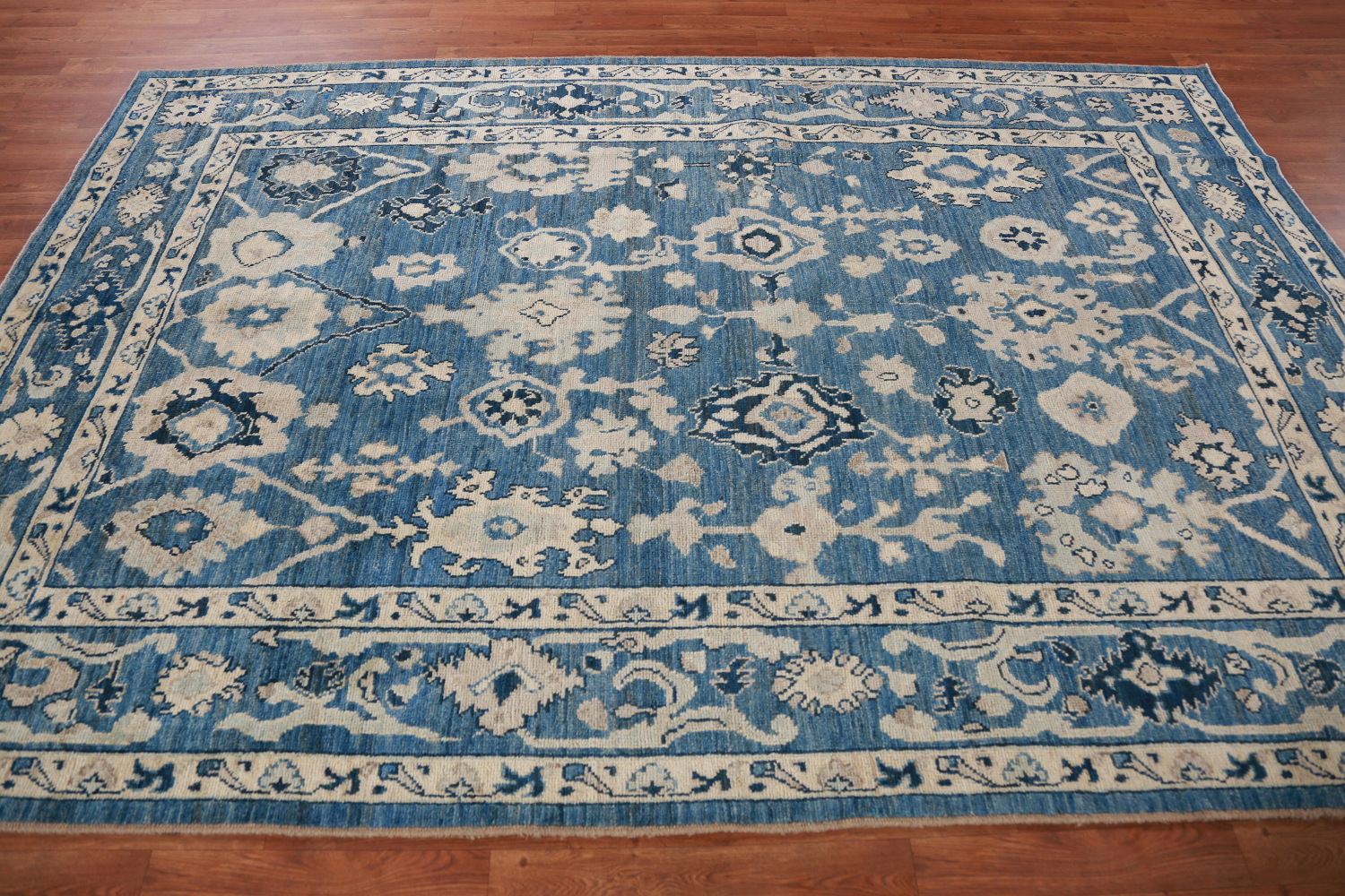Handmade Blue Oushak Vegetable Dye Area Rug 6x9