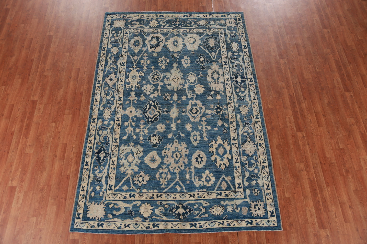 Handmade Blue Oushak Vegetable Dye Area Rug 6x9