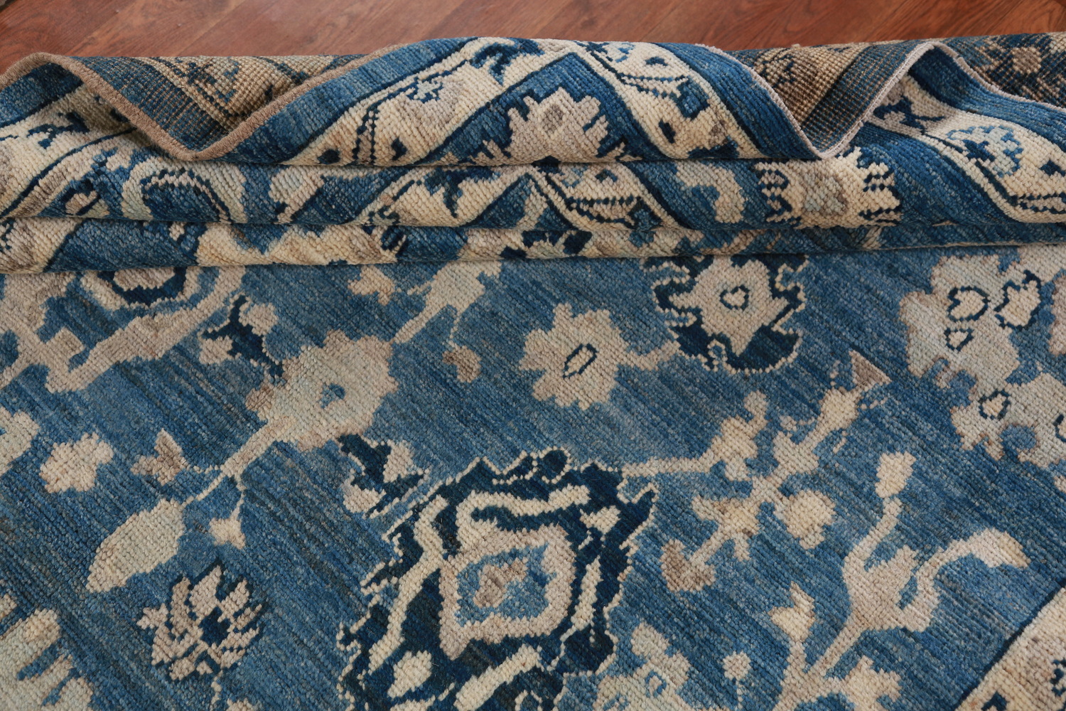 Handmade Blue Oushak Vegetable Dye Area Rug 6x9