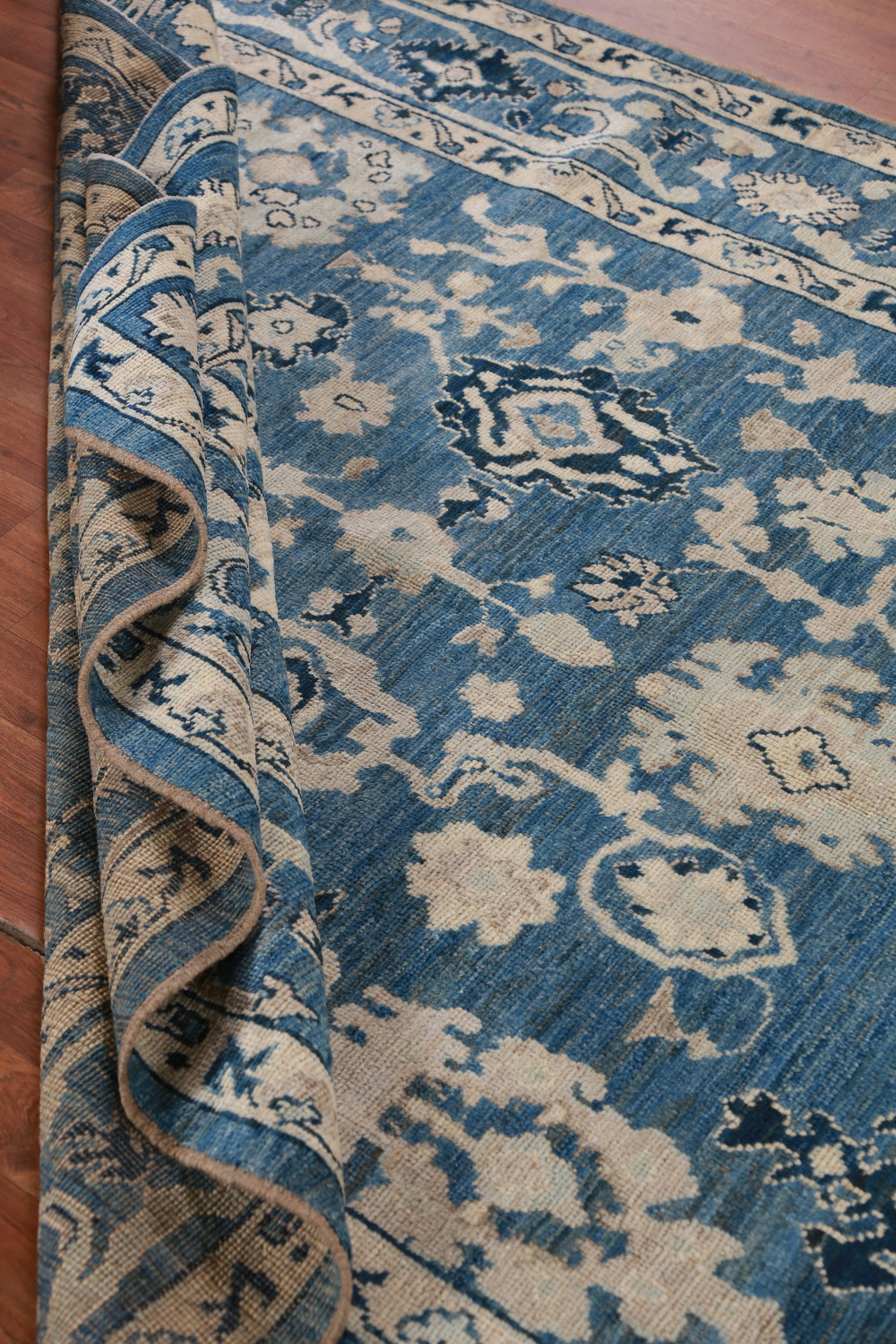 Handmade Blue Oushak Vegetable Dye Area Rug 6x9