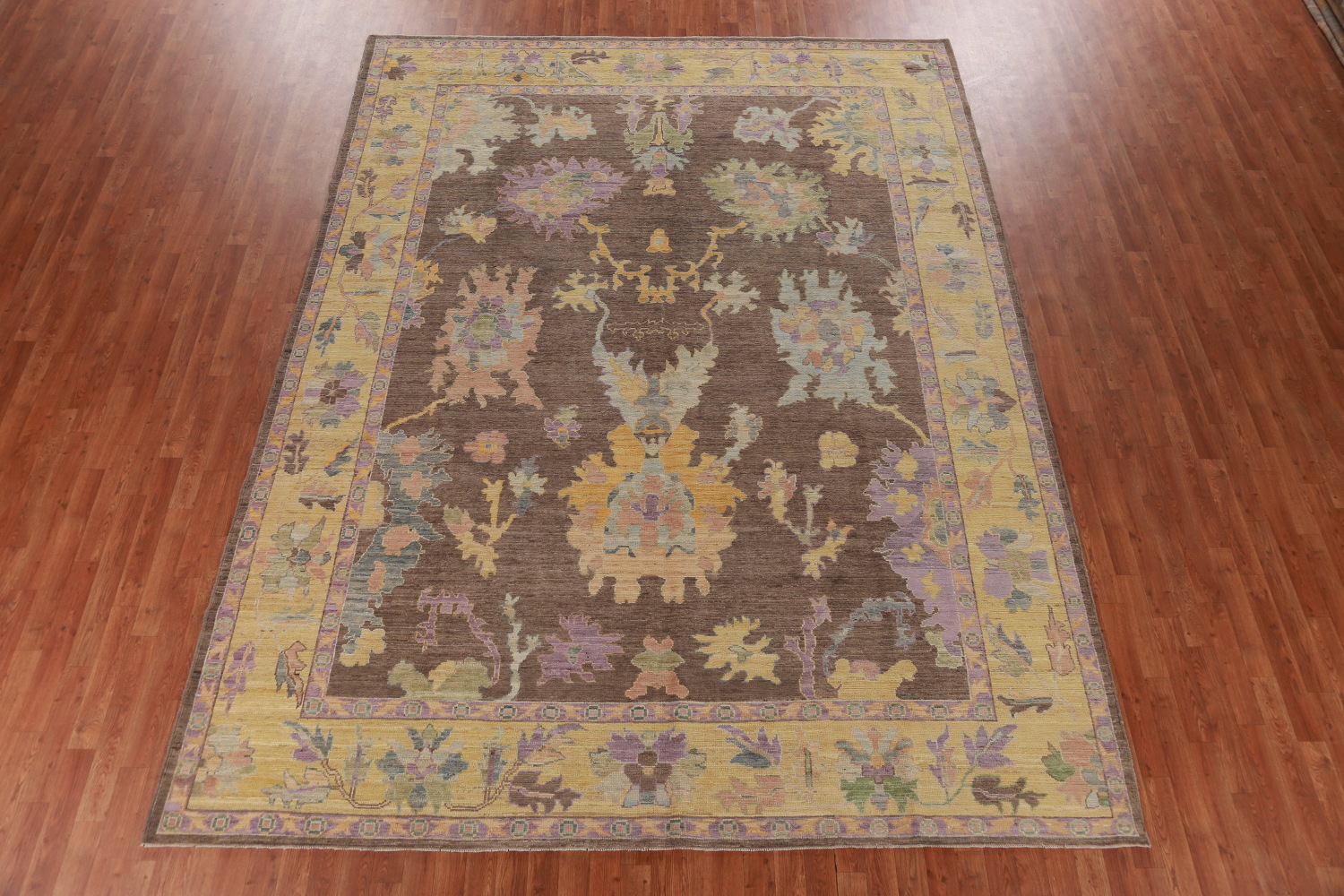 Vegetable Dye Brown Oushak Turkish Area Rug 9x12