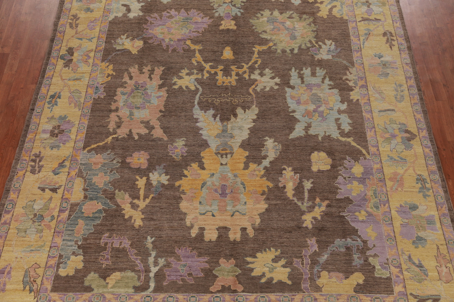 Vegetable Dye Brown Oushak Turkish Area Rug 9x12