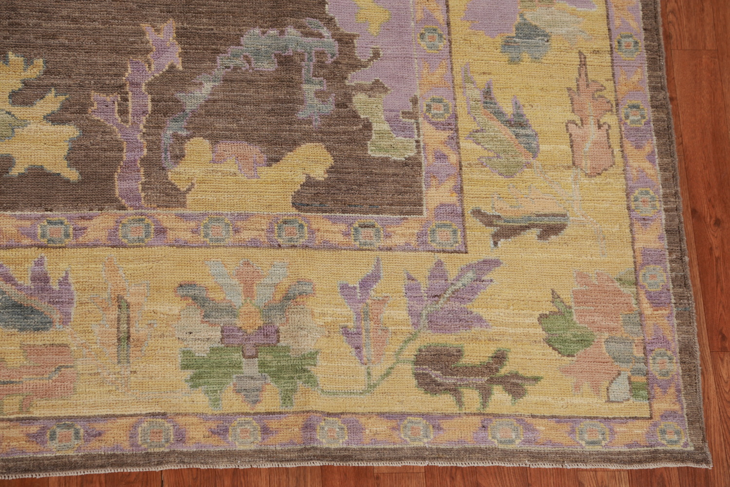 Vegetable Dye Brown Oushak Turkish Area Rug 9x12