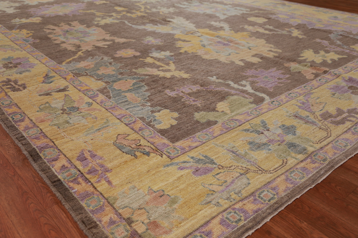 Vegetable Dye Brown Oushak Turkish Area Rug 9x12