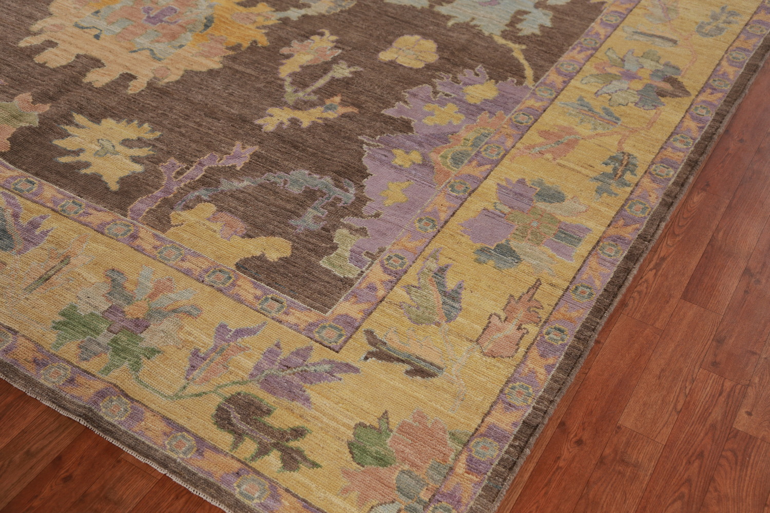 Vegetable Dye Brown Oushak Turkish Area Rug 9x12