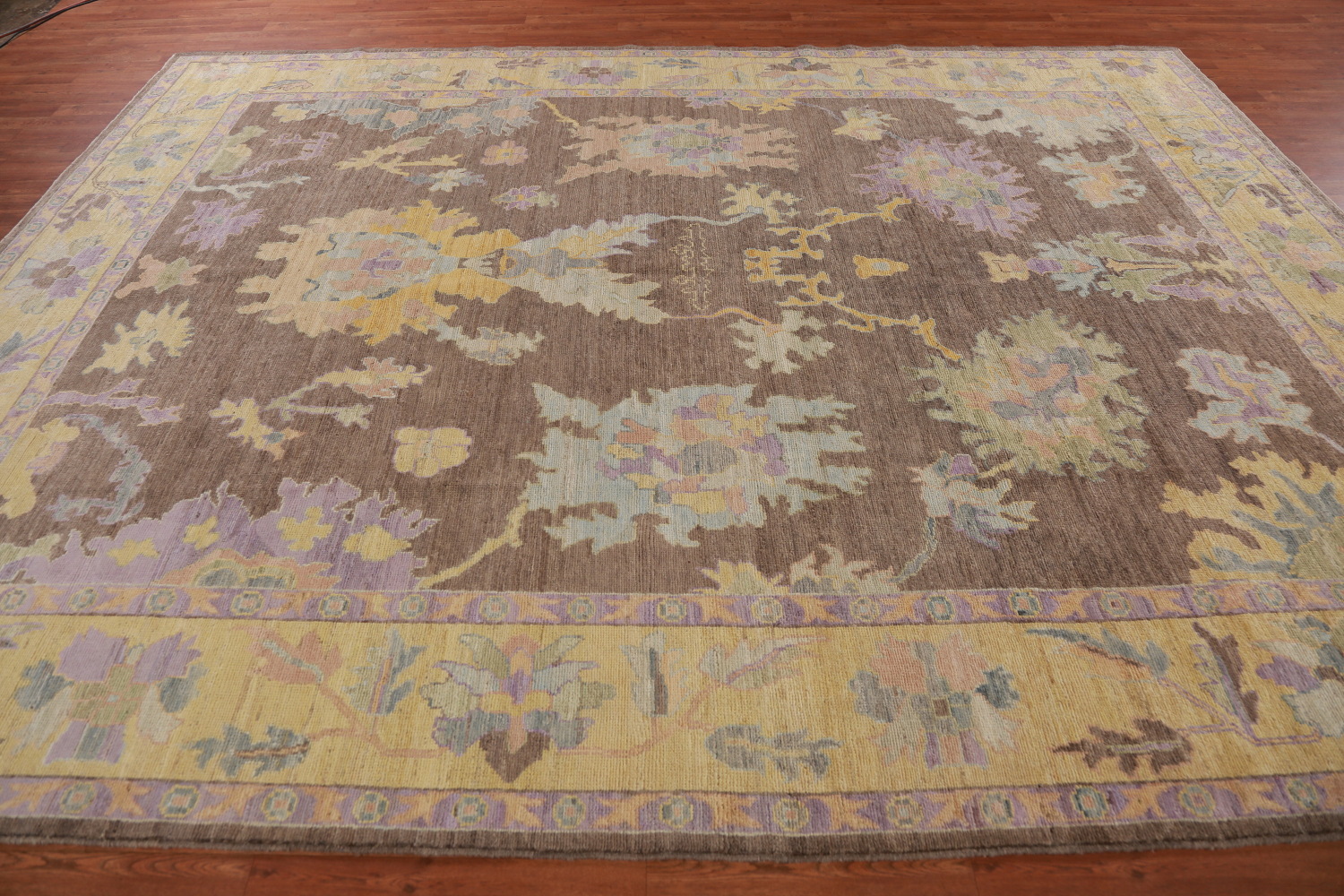Vegetable Dye Brown Oushak Turkish Area Rug 9x12