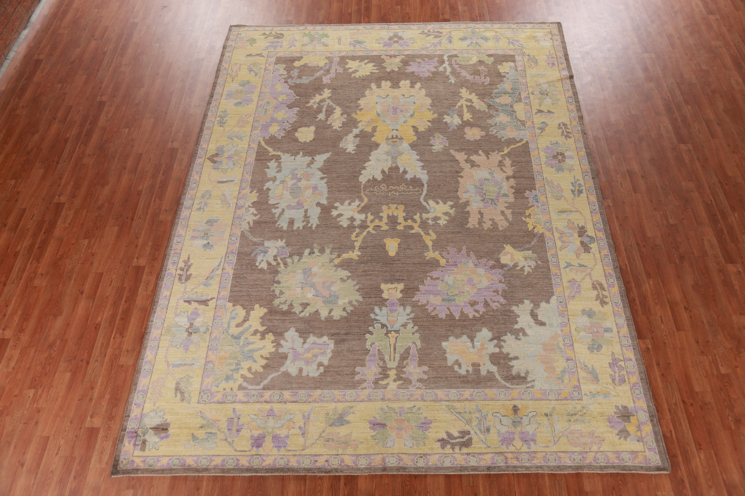 Vegetable Dye Brown Oushak Turkish Area Rug 9x12