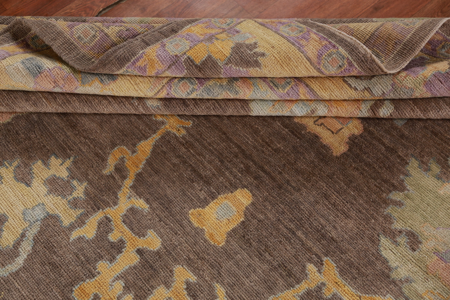 Vegetable Dye Brown Oushak Turkish Area Rug 9x12