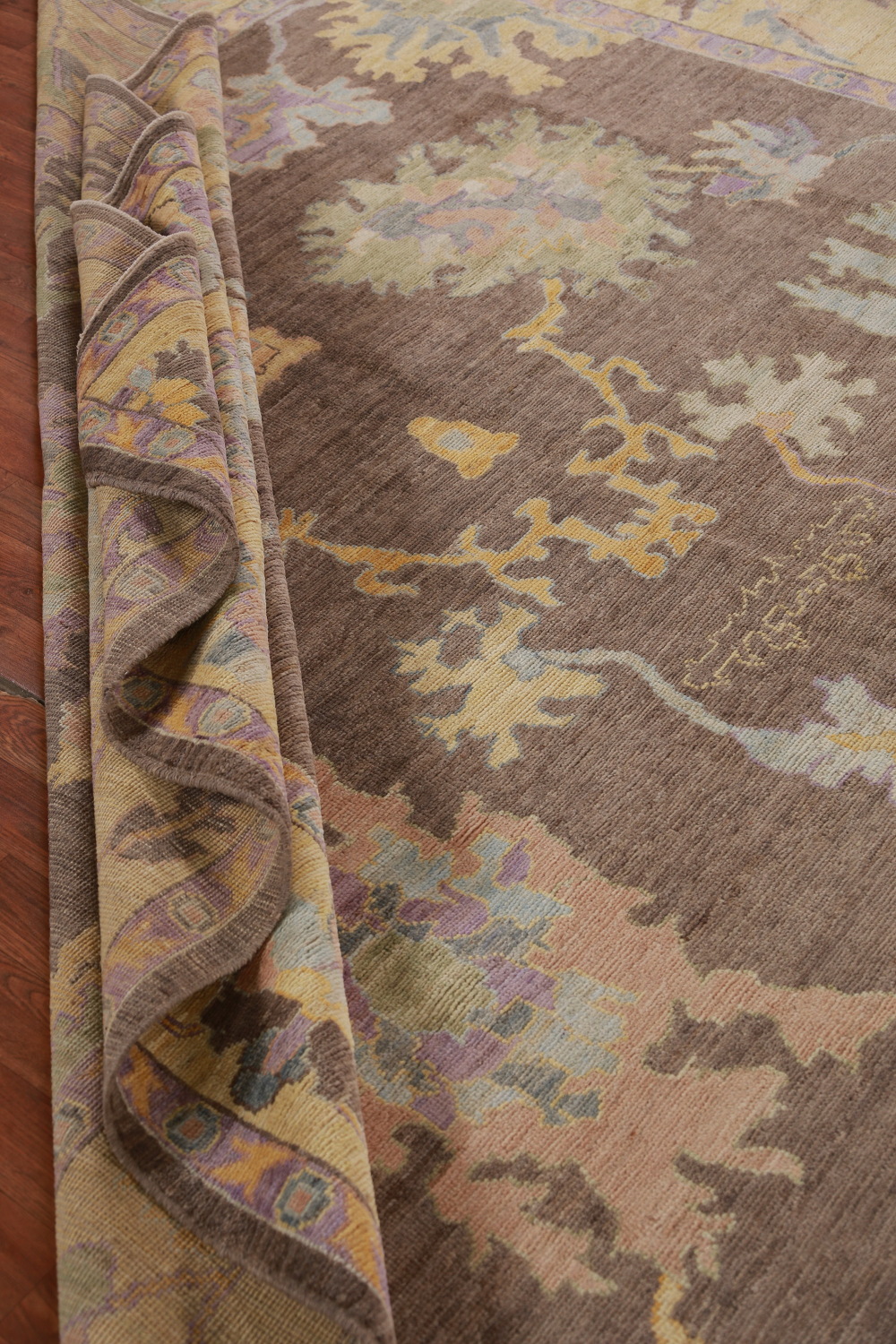 Vegetable Dye Brown Oushak Turkish Area Rug 9x12