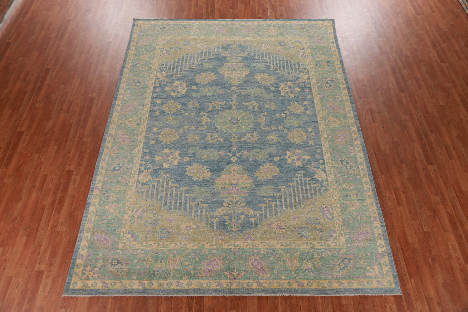 Handmade Blue Oushak Vegetable Dye Area Rug 9x12