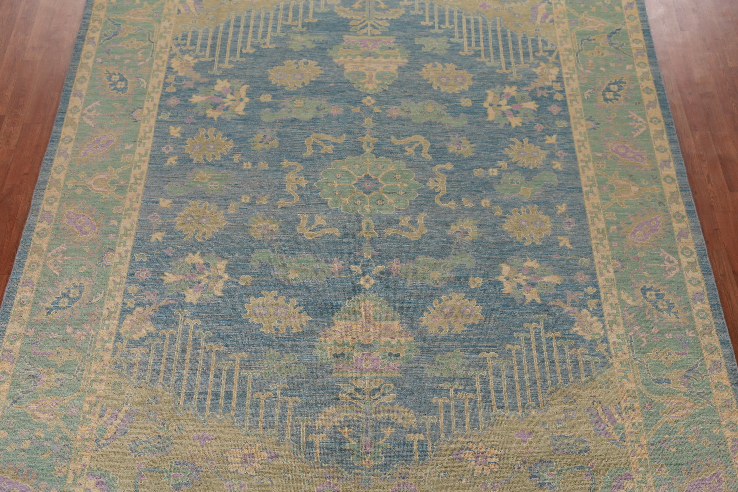 Handmade Blue Oushak Vegetable Dye Area Rug 9x12
