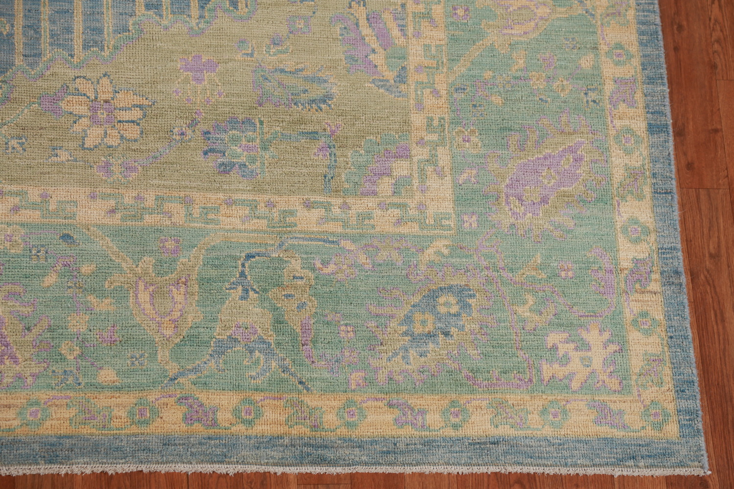 Handmade Blue Oushak Vegetable Dye Area Rug 9x12