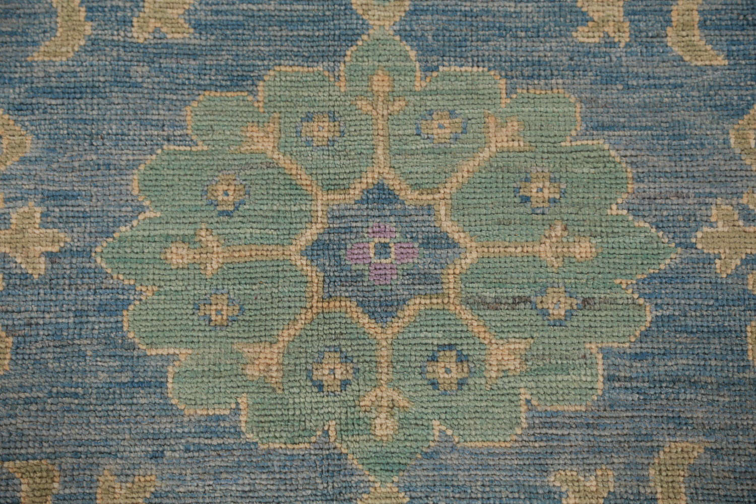 Handmade Blue Oushak Vegetable Dye Area Rug 9x12