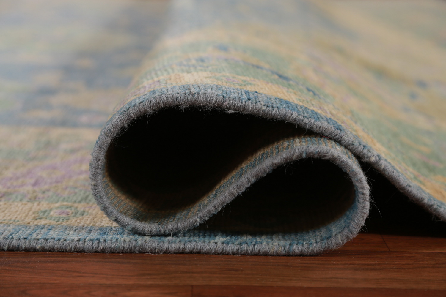 Handmade Blue Oushak Vegetable Dye Area Rug 9x12