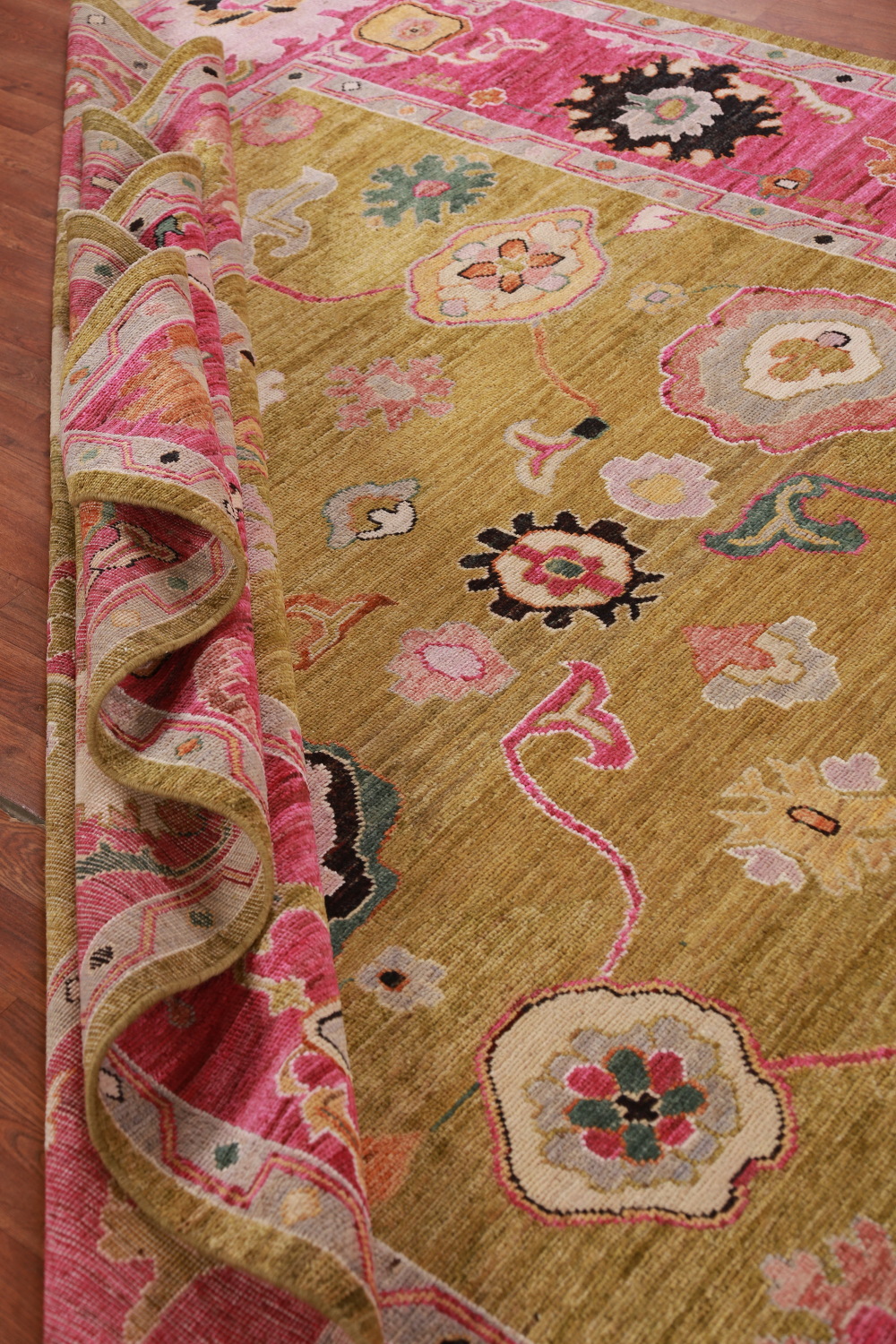 Vegetable Dye Gold Oushak Turkish Area Rug 8x10