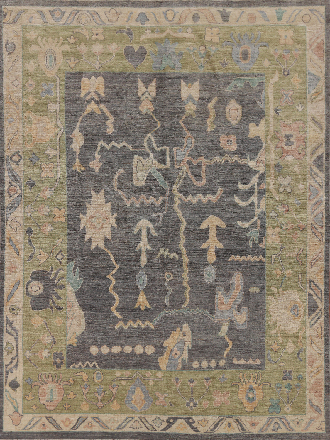 Vegetable Dye Gray Oushak Turkish Area Rug 8x10