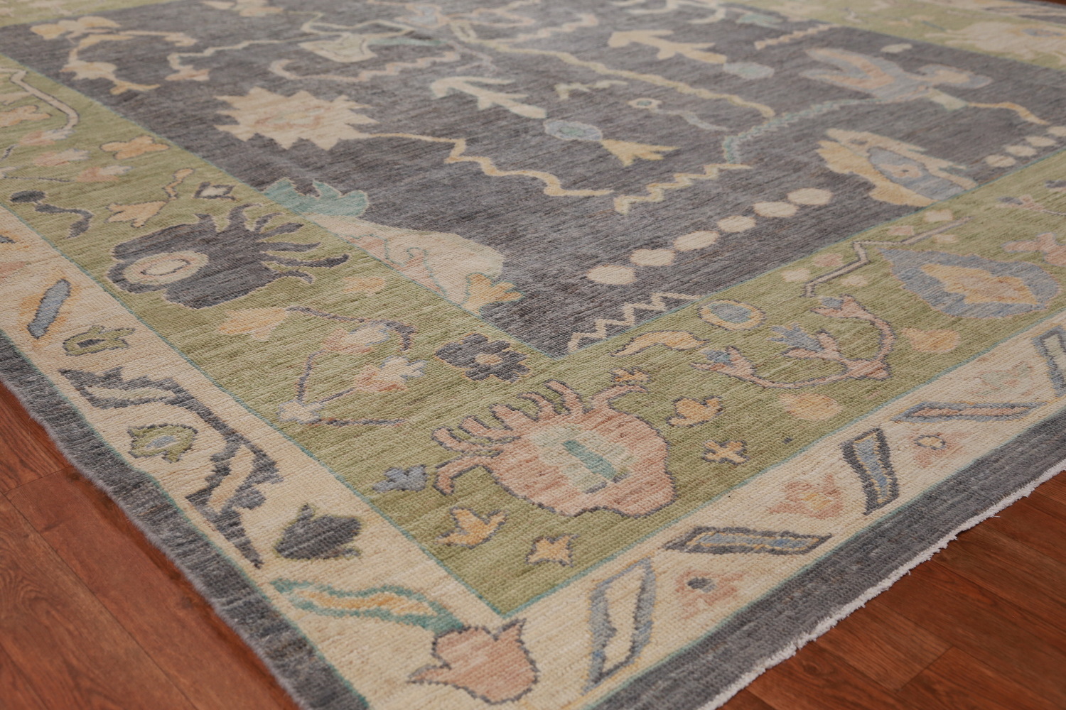 Vegetable Dye Gray Oushak Turkish Area Rug 8x10