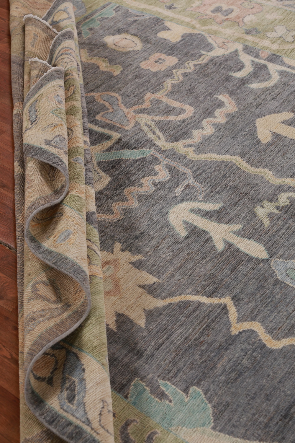 Vegetable Dye Gray Oushak Turkish Area Rug 8x10