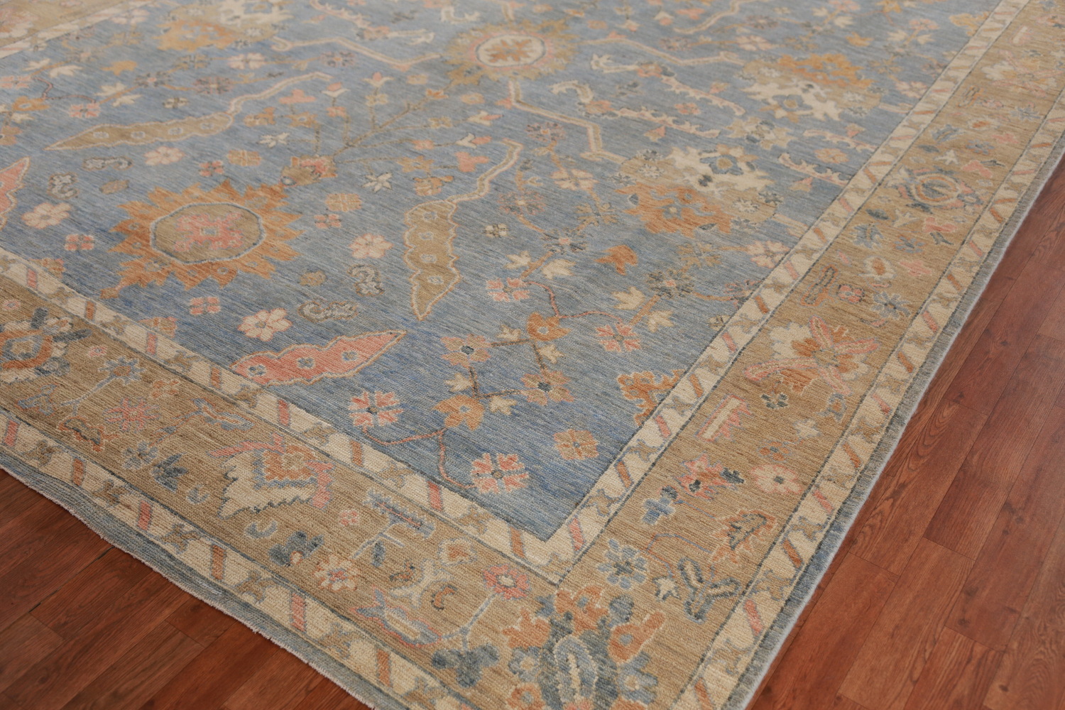 Handmade Blue Oushak Vegetable Dye Area Rug 9x12