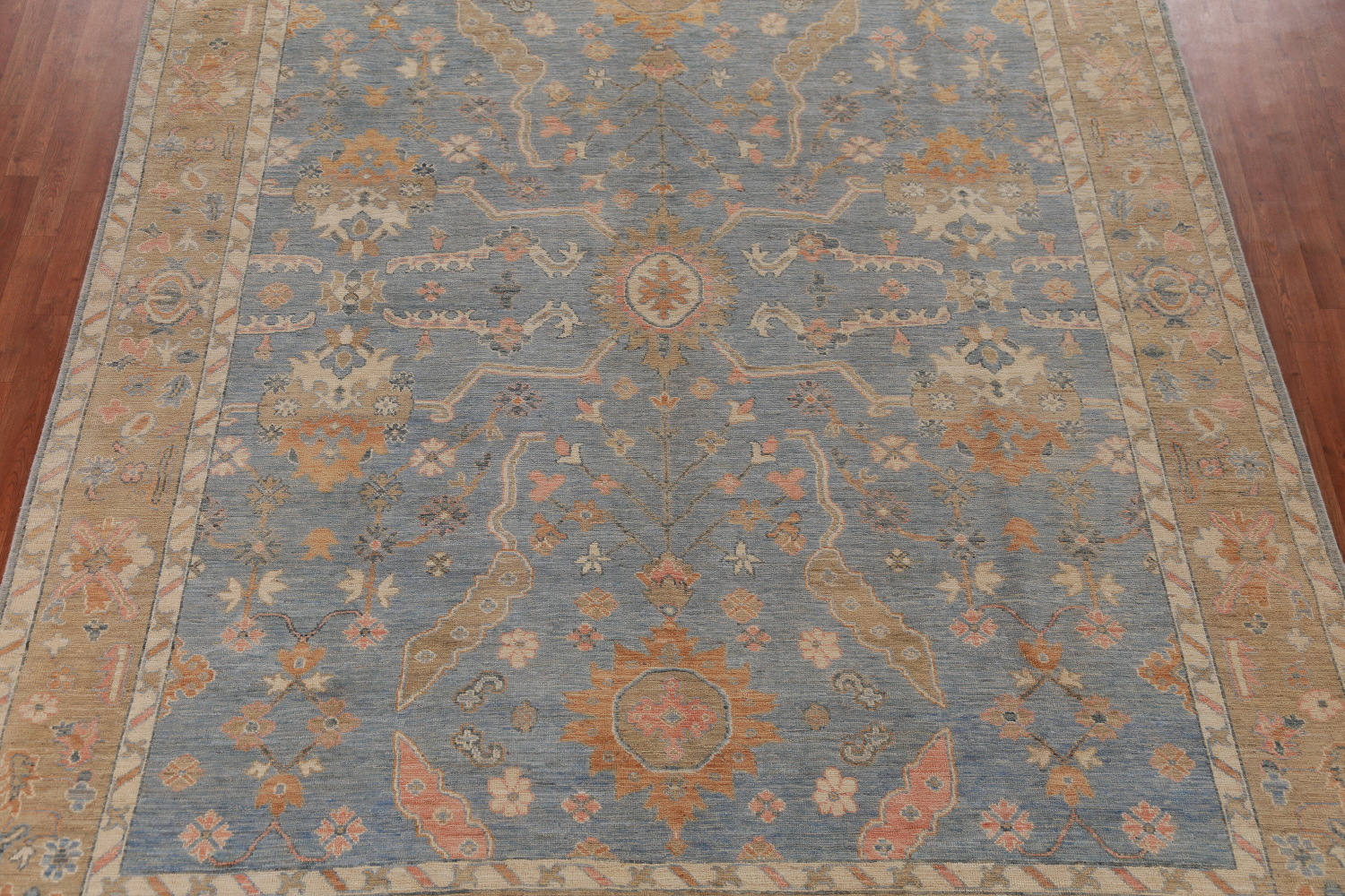 Handmade Blue Oushak Vegetable Dye Area Rug 9x12