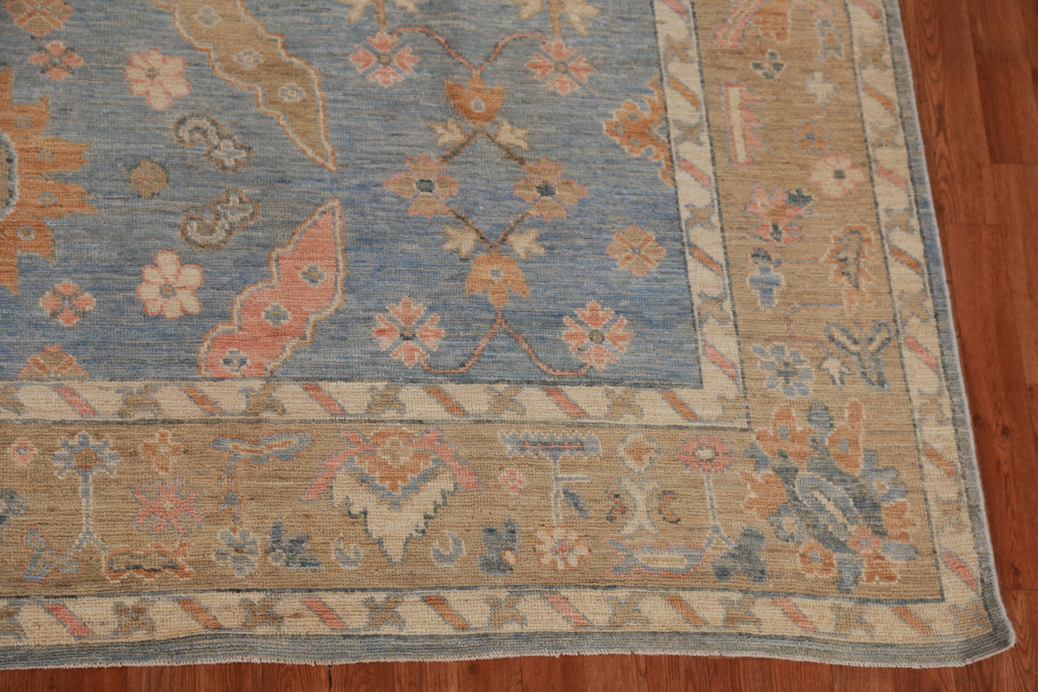 Handmade Blue Oushak Vegetable Dye Area Rug 9x12
