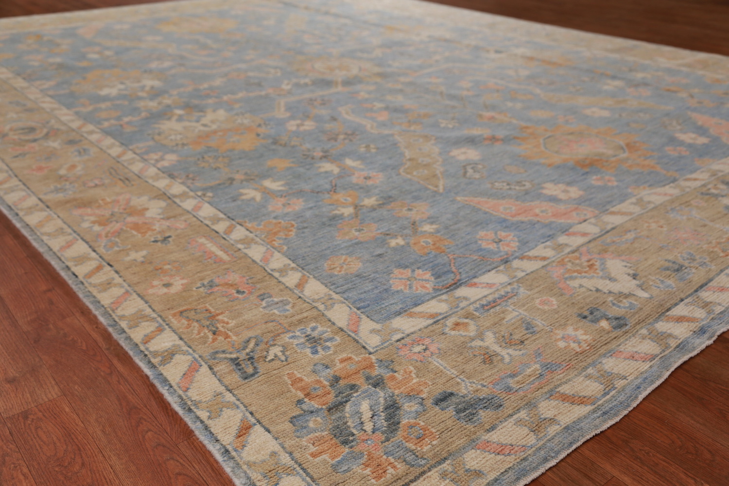Handmade Blue Oushak Vegetable Dye Area Rug 9x12