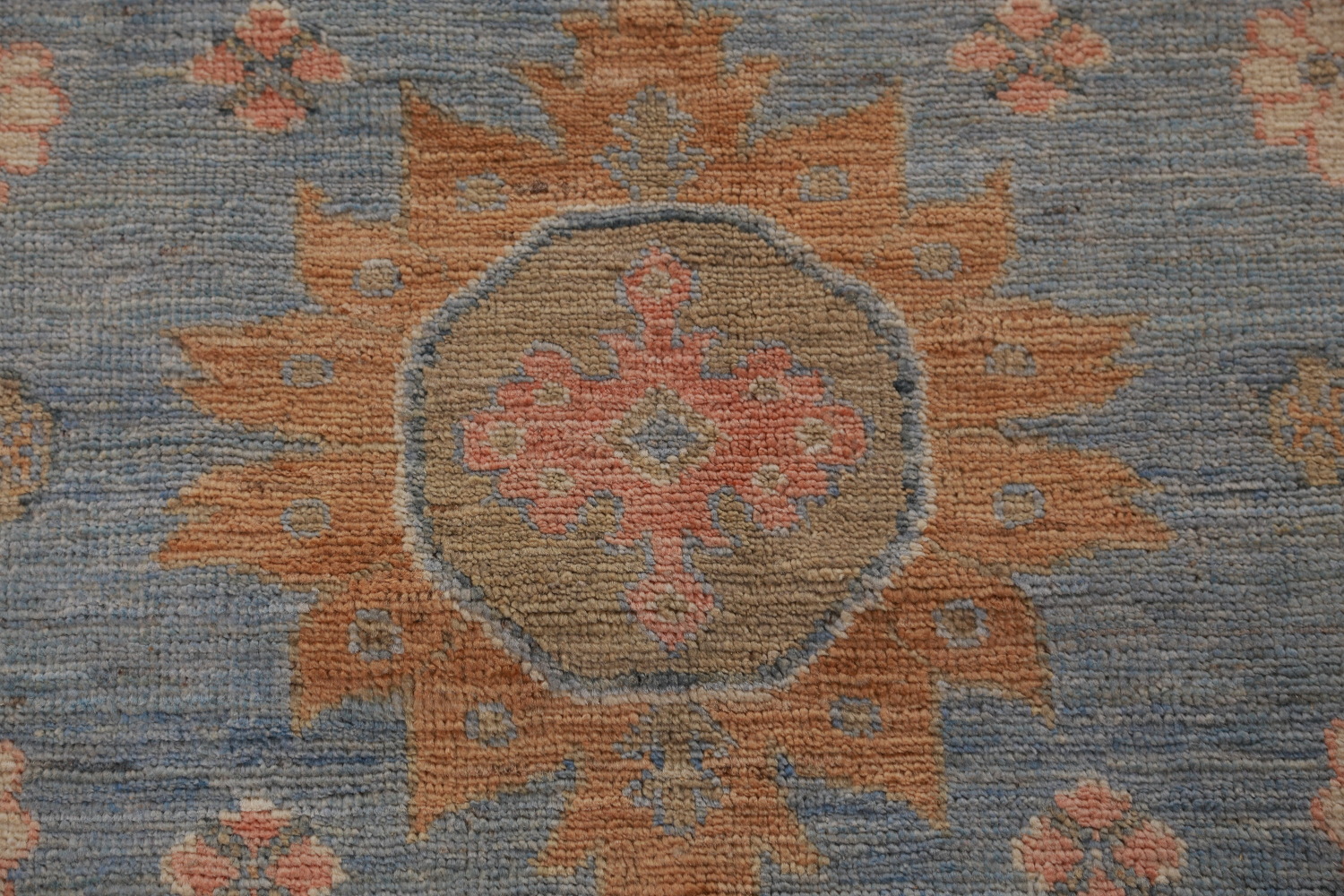 Handmade Blue Oushak Vegetable Dye Area Rug 9x12