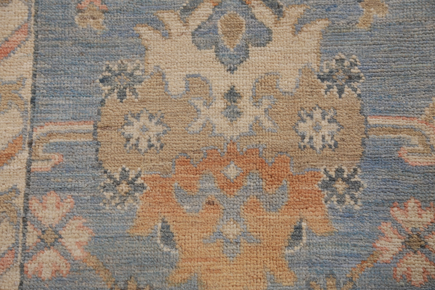 Handmade Blue Oushak Vegetable Dye Area Rug 9x12
