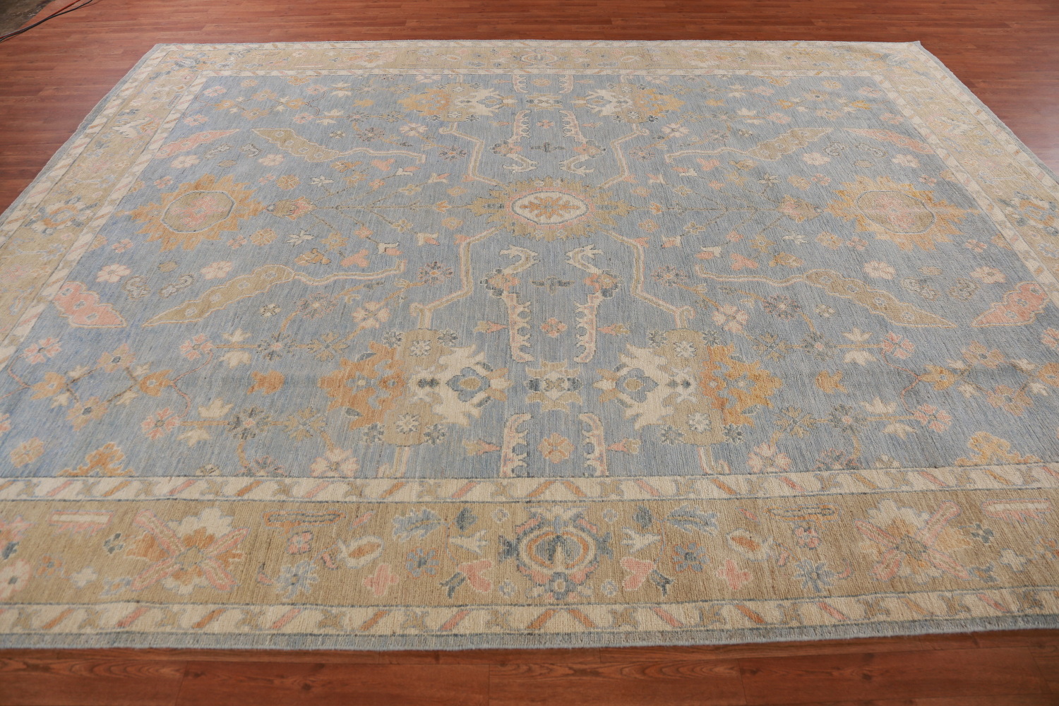 Handmade Blue Oushak Vegetable Dye Area Rug 9x12