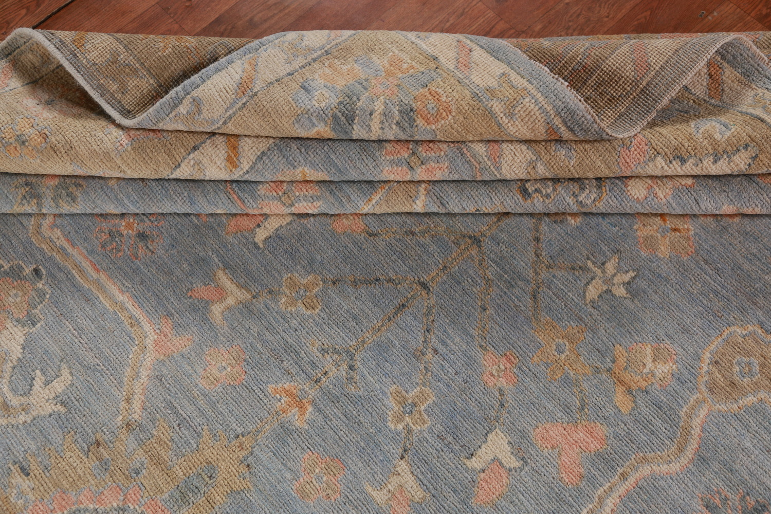 Handmade Blue Oushak Vegetable Dye Area Rug 9x12